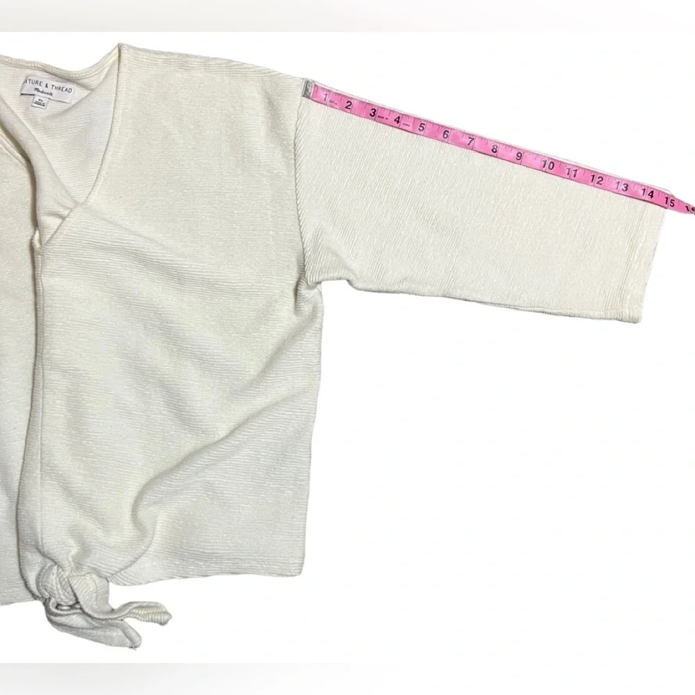 Madewell Texture & Thread pullover cropped sweater tie-front XL EUC - Picture 9 of 13